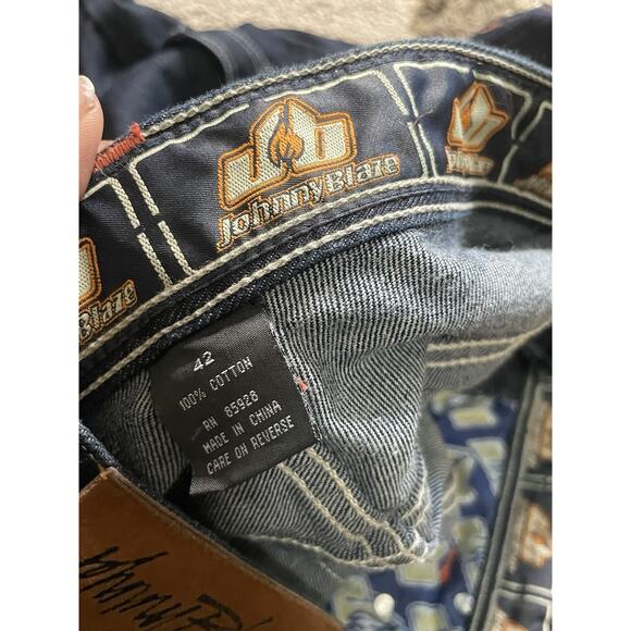 Johnny Blaze Carpenter Baggy Dark Denim Jeans Vintage Y2K Men’s 42 Wide Leg - Picture 7 of 7